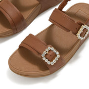 LULU Crystal Buckle Two-Bar Sandals
