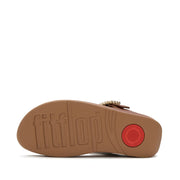 LULU Crystal-Buckle Leather Toe-Post Sandals