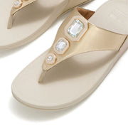 LULU Metallic Bold Crystals Toe-Post Sandals