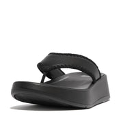 [IMPERFECT PAIR] F-MODE Crochet-Stitch Leather Flatform Toe-Post Sandals