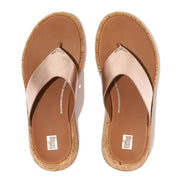 [IMPERFECT PAIR] F-MODE Metallic Leather Cork Flatform Toe-Post Sandals