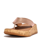 [IMPERFECT PAIR] F-MODE Metallic Leather Cork Flatform Toe-Post Sandals