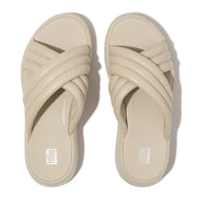 F-MODE Padded Leather Flatform Cross Slides