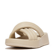 F-MODE Padded Leather Flatform Cross Slides