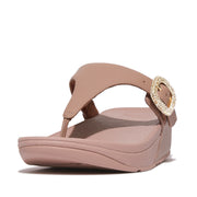 LULU Crystal-Buckle Leather Toe-Post Sandals