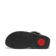 LULU Crystal-Buckle Leather Toe-Post Sandals