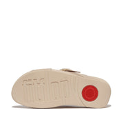 LULU Crystal-Buckle Leather Cross Slides