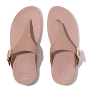 LULU Crystal-Buckle Leather Toe-Post Sandals