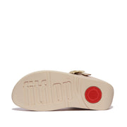 LULU Crystal-Buckle Leather Toe-Post Sandals