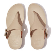 LULU Crystal-Buckle Leather Toe-Post Sandals