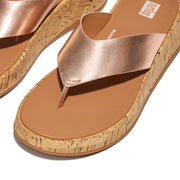 [IMPERFECT PAIR] F-MODE Metallic Leather Cork Flatform Toe-Post Sandals