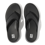 [IMPERFECT PAIR] F-MODE Crochet-Stitch Leather Flatform Toe-Post Sandals