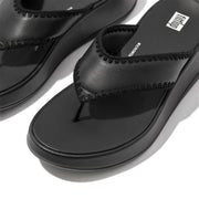 [IMPERFECT PAIR] F-MODE Crochet-Stitch Leather Flatform Toe-Post Sandals