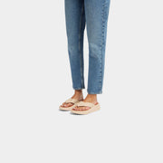 [IMPERFECT PAIR] F-MODE Folded-Leather Flatform Toe-Post Sandals