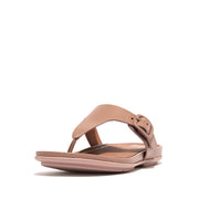 GRACIE Rubber-Buckle Leather Toe-Post Sandals