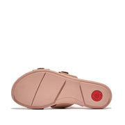 GRACIE Rubber-Buckle Two Bar Leather Slides Sandals