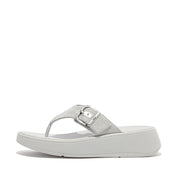 F-MODE Buckle Shimmerlux Flatform Toe-Post Sandals