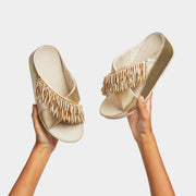 RUMBA Beaded Metallic Cross Slides