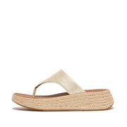 F-MODE Espadrille Glitz-Canvas Flatform Toe-Posts