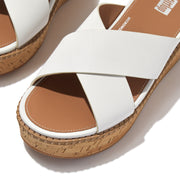 [IMPERFECT PAIR] ELOISE Leather/Cork Wedge Cross Slides