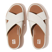 [IMPERFECT PAIR] ELOISE Leather/Cork Wedge Cross Slides