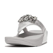 LULU Jewel-Deluxe Metallic-Leather Toe-Post Sandals