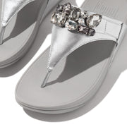 LULU Jewel-Deluxe Metallic-Leather Toe-Post Sandals