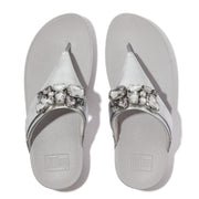 LULU Jewel-Deluxe Metallic-Leather Toe-Post Sandals