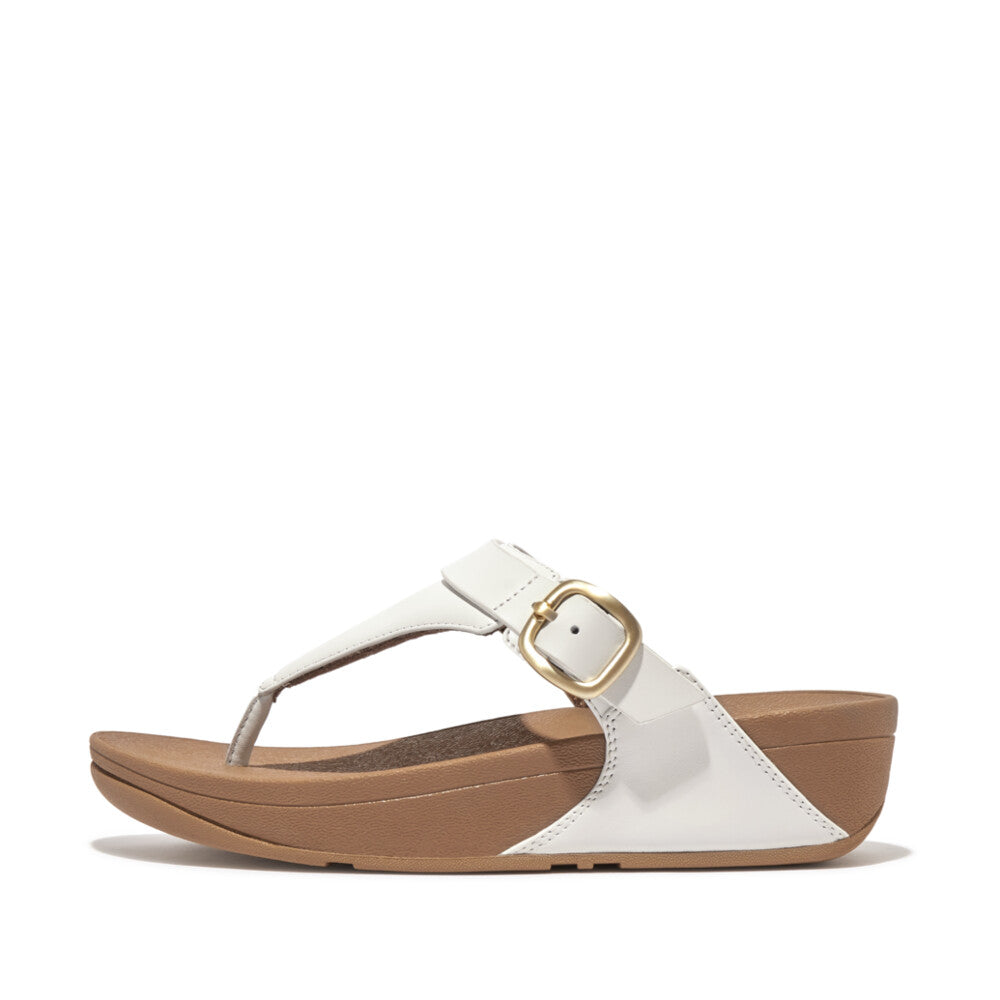 FitFlop Lulu Square-Chain Leather Toe-Post Sandals - Black