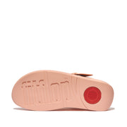 LULU Covered-Buckle Raw-Edge Leather Toe-Post Sandals