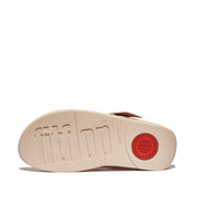 LULU Covered-Buckle Raw-Edge Leather Toe-Post Sandals
