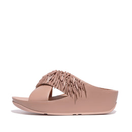 RUMBA Beaded Leather Cross Slides