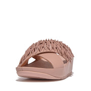 RUMBA Beaded Leather Cross Slides