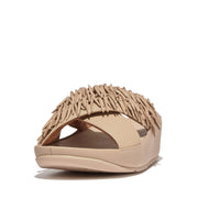 RUMBA Beaded Leather Cross Slides